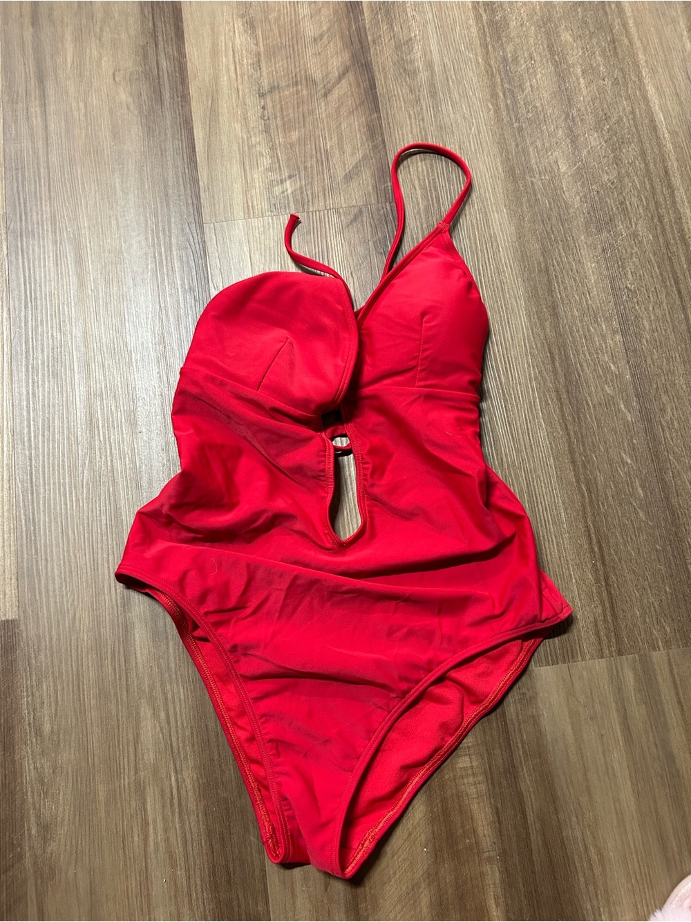 Red one-piece bathing suit